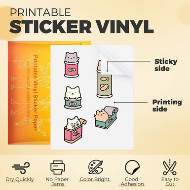 HTVRONT Sublimation Sticker Paper - 20 Pcs Glossy White Waterproof  Sublimation Stickers