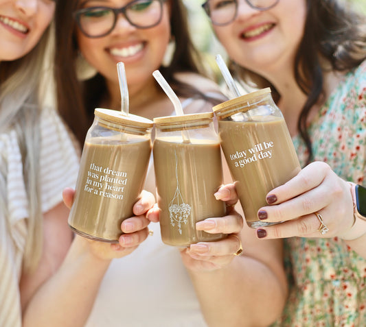 Wildflower Bouquet Trio, 16 oz Can Glass Tumbler, Iced Coffee Glass, Flower  Glassware, Floral Design Cup