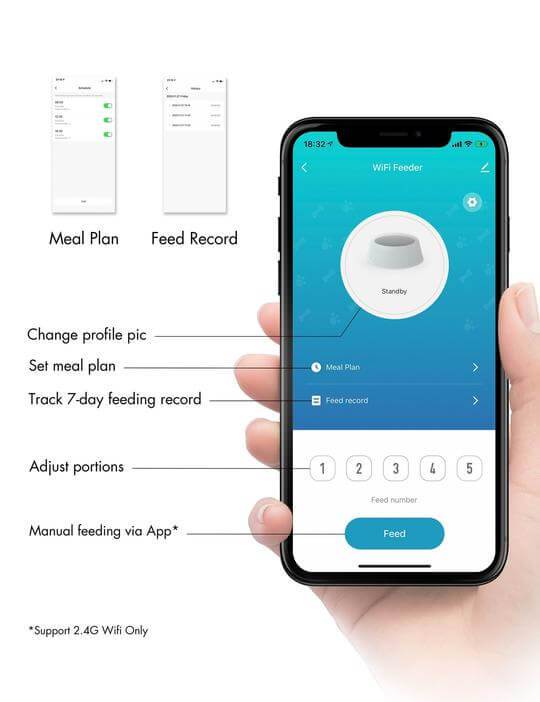 Automatic Pet Feeder Automatic Cat Feeder, 2.4G WiFi Enabled Smart Foo
