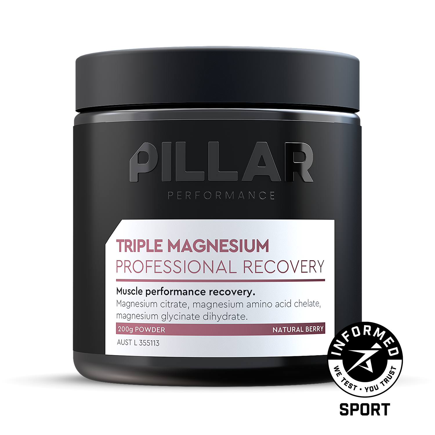 TRIPLE MAGNESIUM POWDER - Natural Berry - PILLAR Performance Pty product image