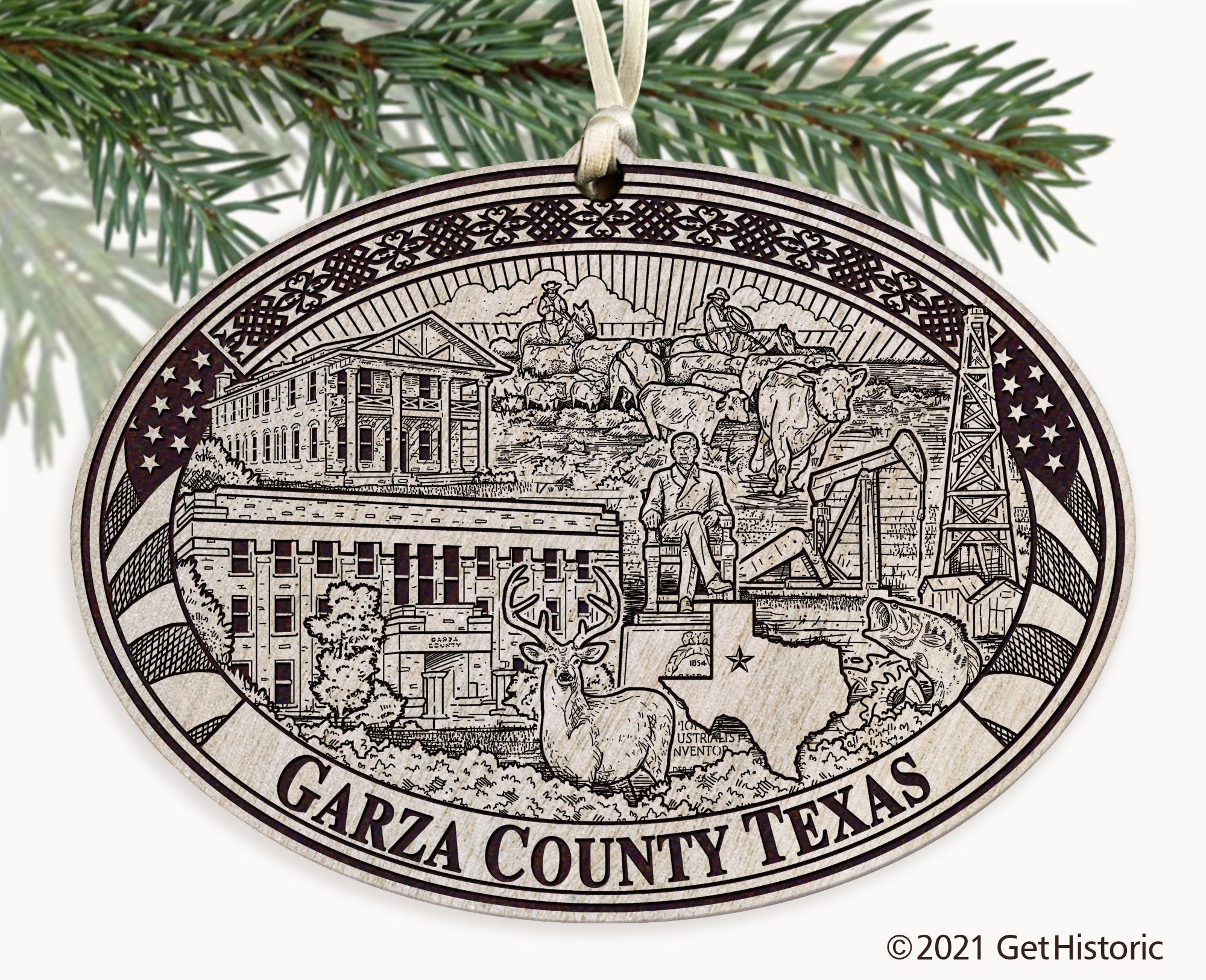 Garza County Texas Engraved Ornament