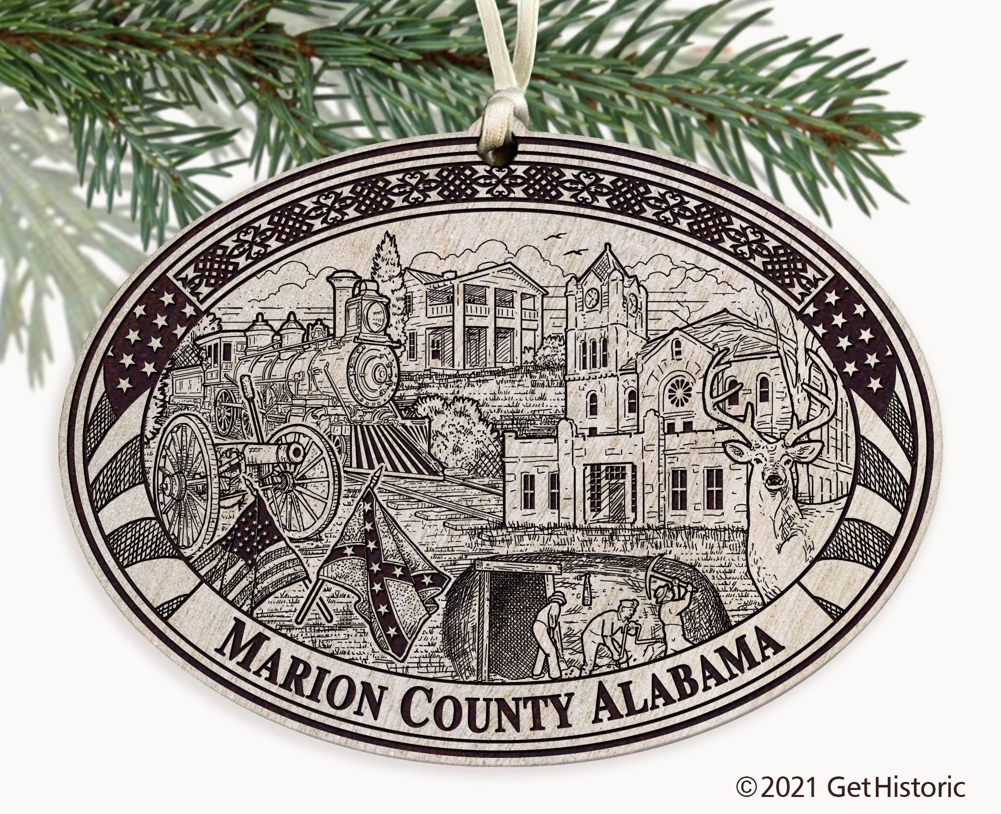 Marion County Alabama Engraved Ornament