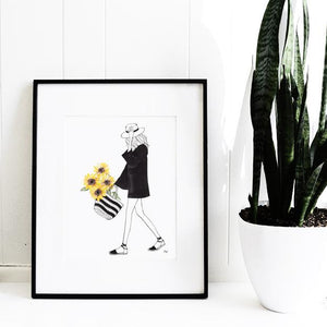 Minimalist Style Girls Art Print