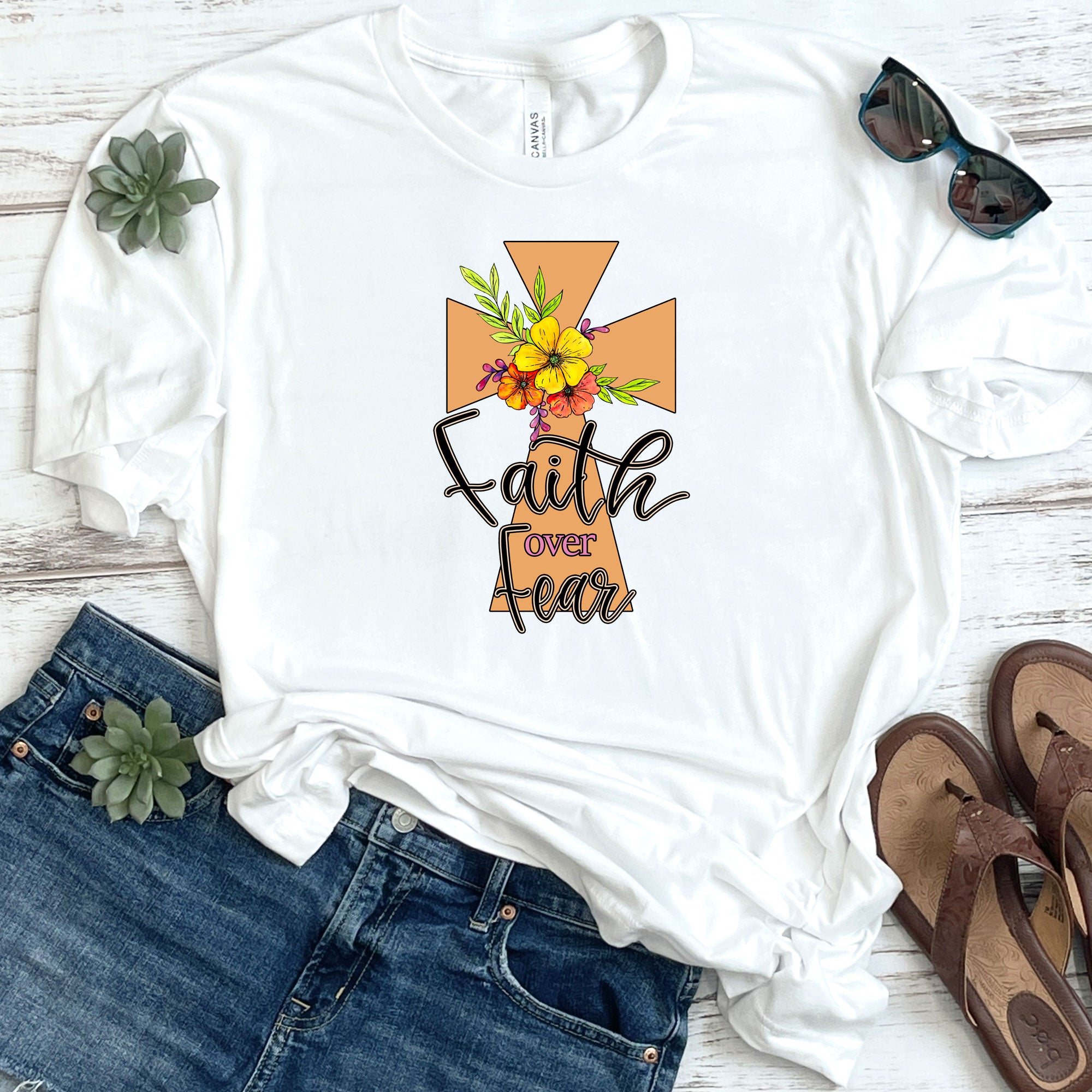 Faith Over Fear Cross DTF – Sunny Daze Transfers