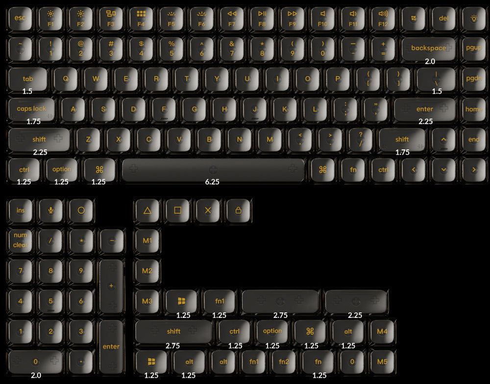 Black Transparent Low Profile LSA Full Set Keycap Set