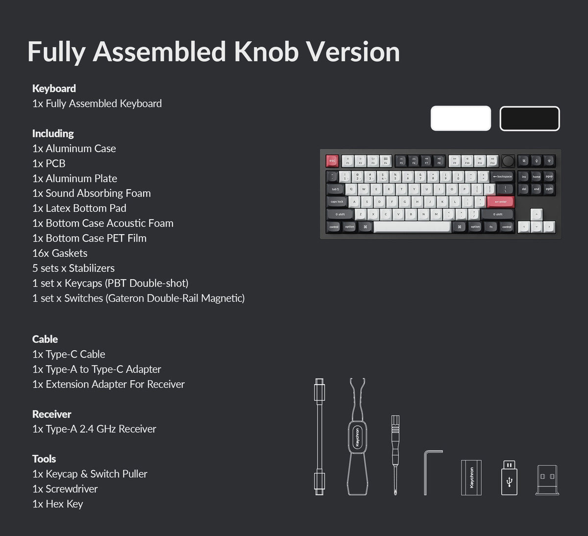 Pack list of Keychron Q3 HE Wireless QMK 80% Custom Magnetic Switch Keyboard