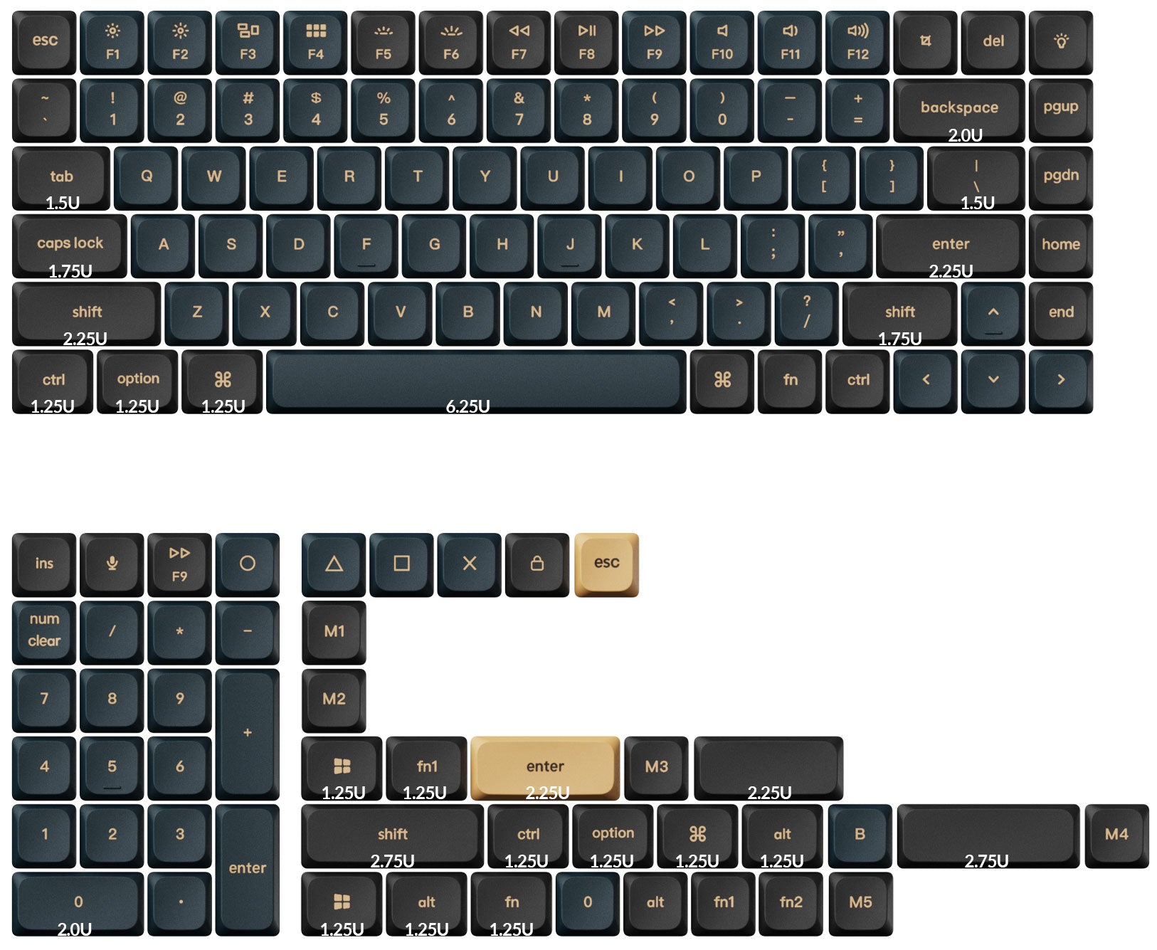 Size of Low Profile Double Shot PBT Keycap Set