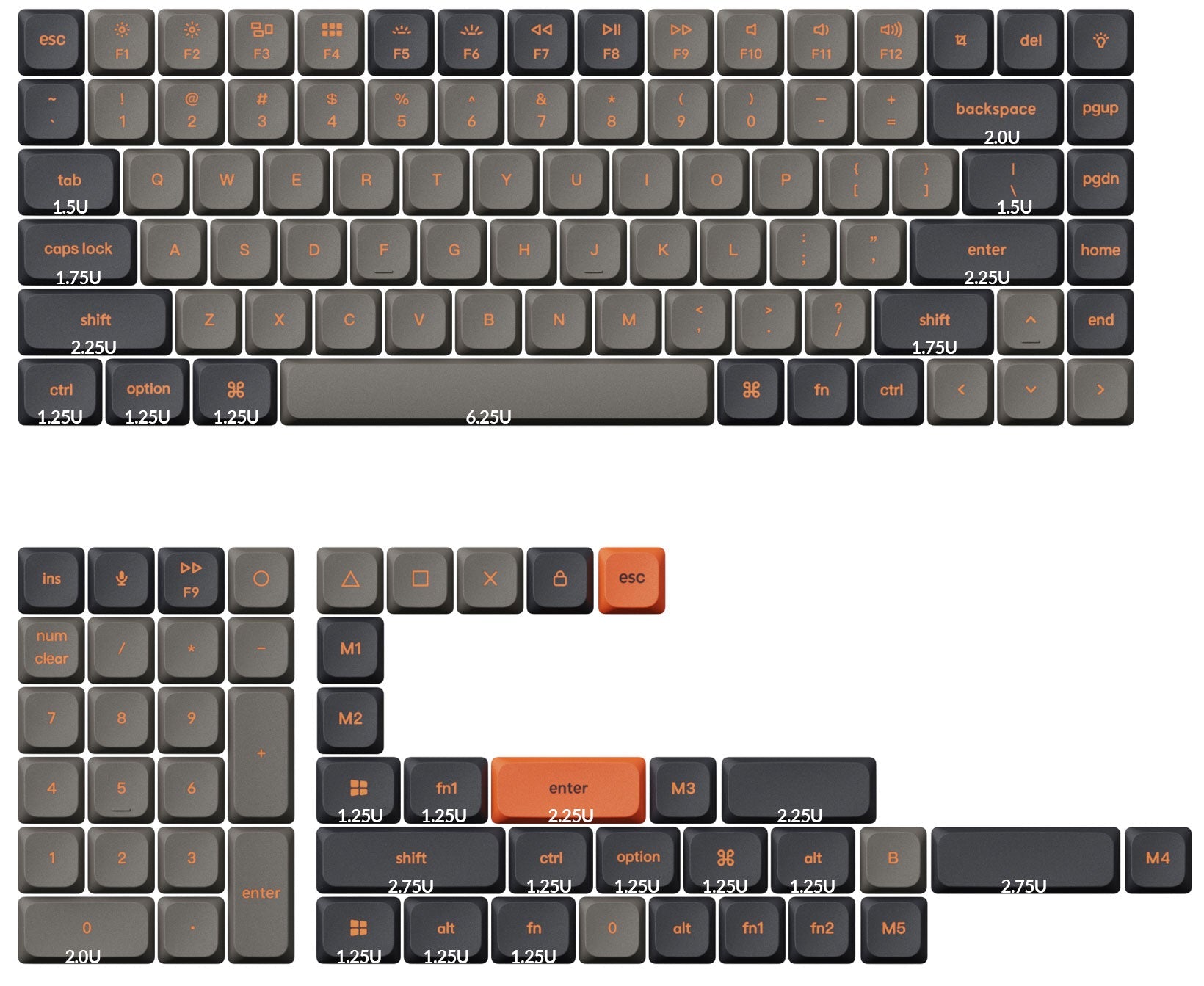 Low Profile Double Shot PBT LSA Keycap Set