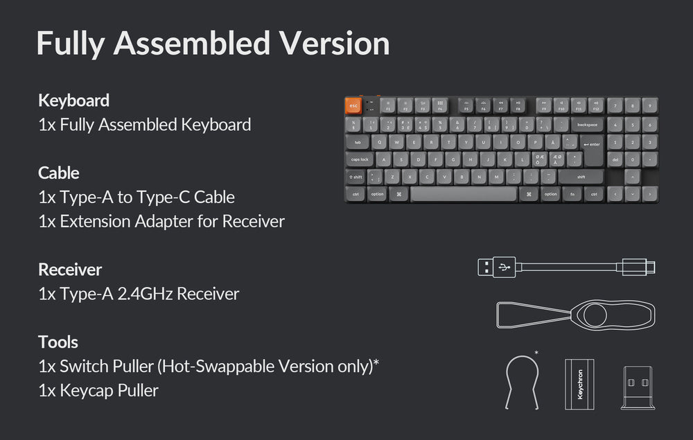 Package List of Keychron K13 Max QMK/VIA 80% ultra-slim wireless custom mechanical keyboard ISO layout