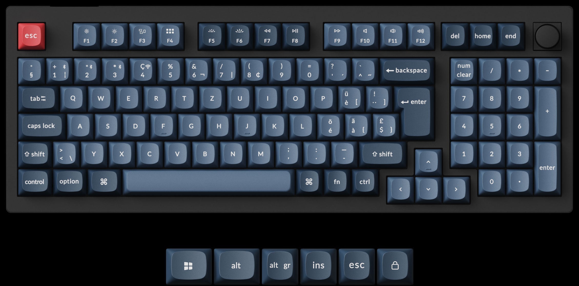 Swiss-ISO Layout Keychron V5 Max 96% Layout QMK Wireless Custom Mechanical Keyboard ISO Layout