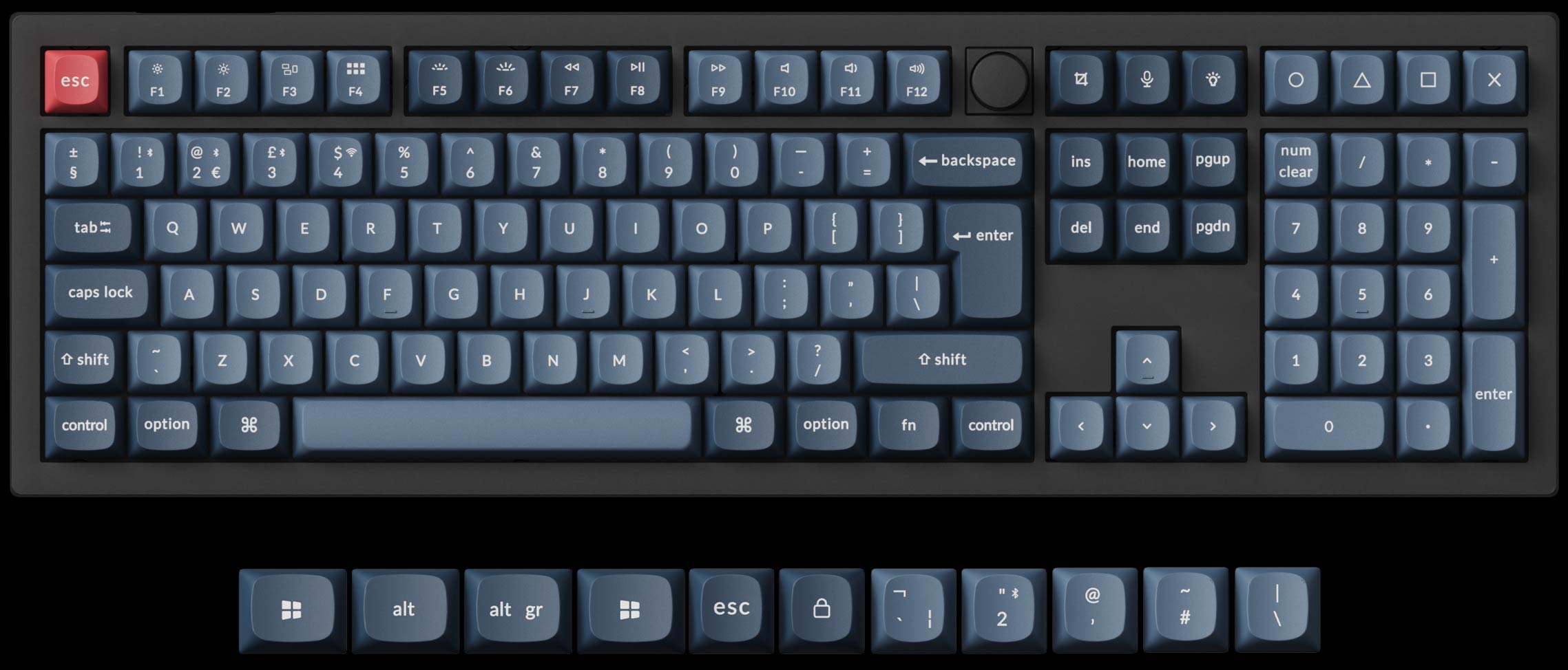 UK-ISO Layout Keychron V6 Max 100% Layout QMK Wireless Custom Mechanical Keyboard ISO Layout