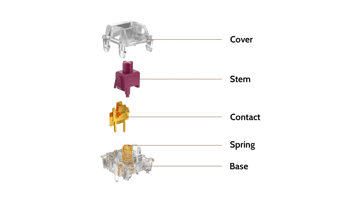 Kailh Crystal Burgundy Pro Linear switch structure