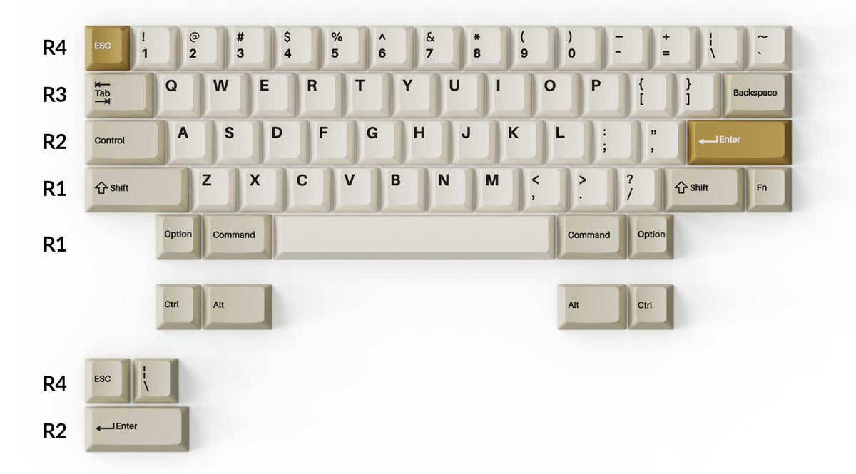 Cherry Profile Double - Shot PBT Full Set Keycaps - Camel