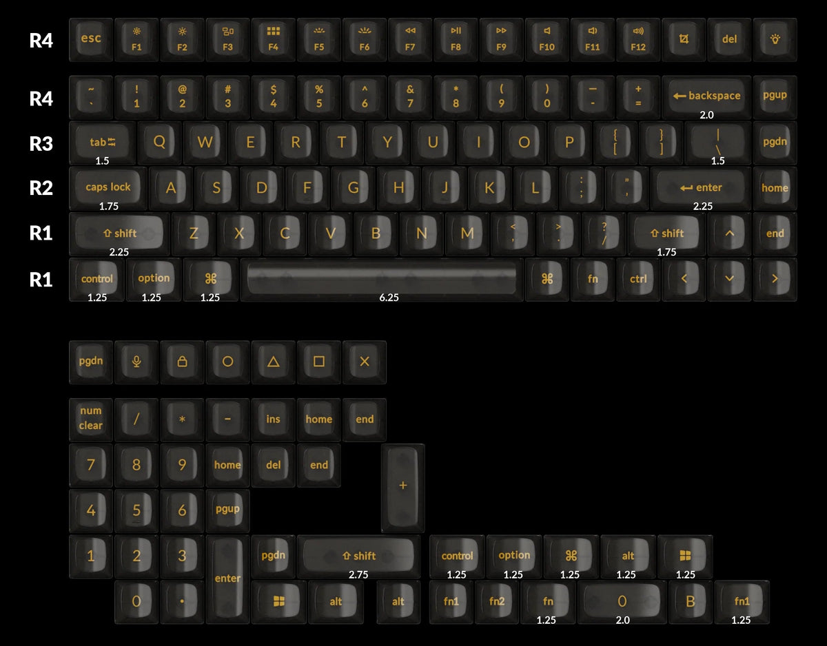 Black Transparent OSA Full Set Keycap Set