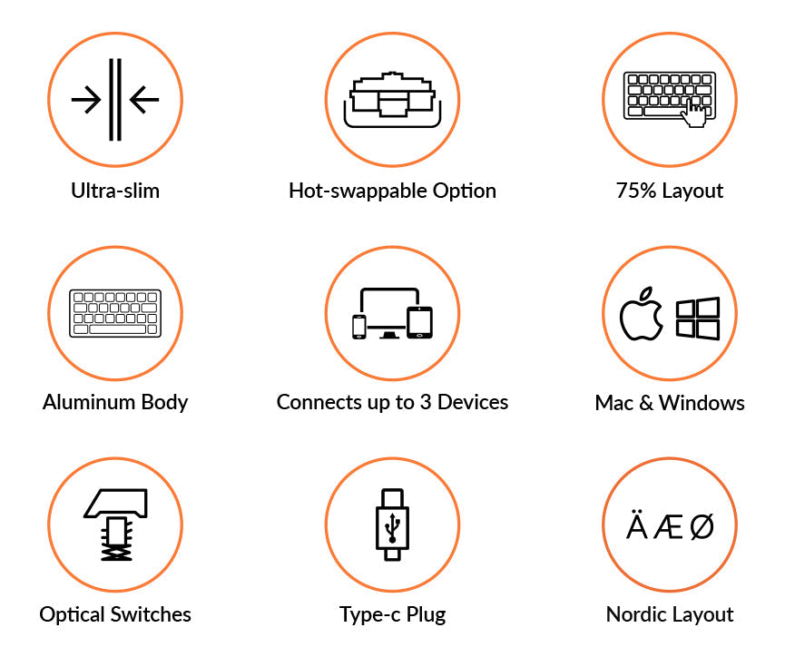 Features of Keychron K3 Ultra-slim Wireless Mechanical Keyboard (Nordic ISO Layout) - Version 2