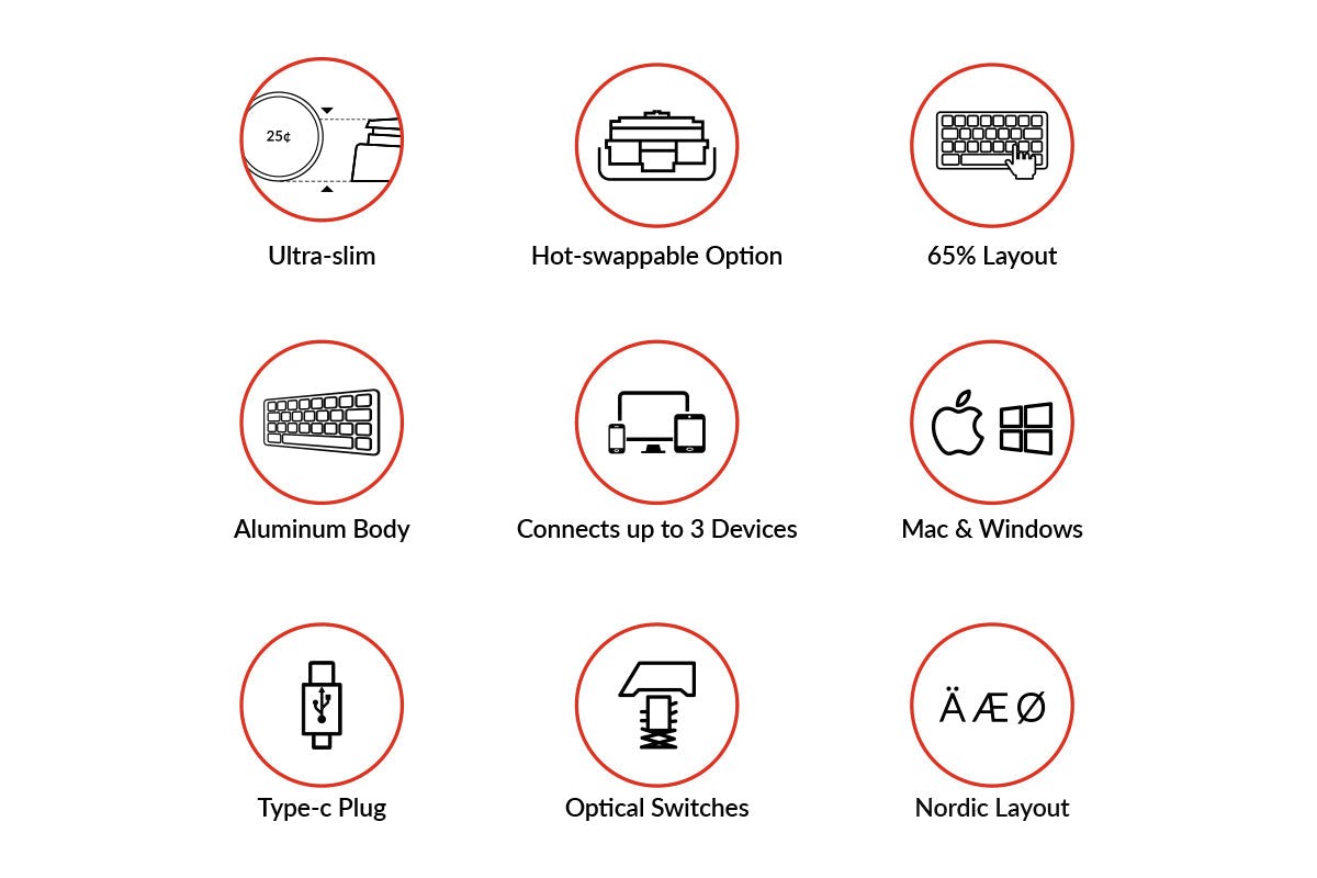 Features of Keychron K7 Ultra-slim Wireless Mechanical Keyboard (Nordic ISO Layout)