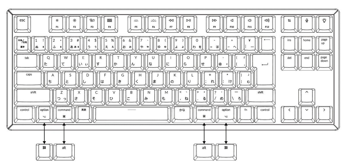 Keychron K8 tenkeyless wireless mechanical keyboard for Mac Windows Japan JIS Layout