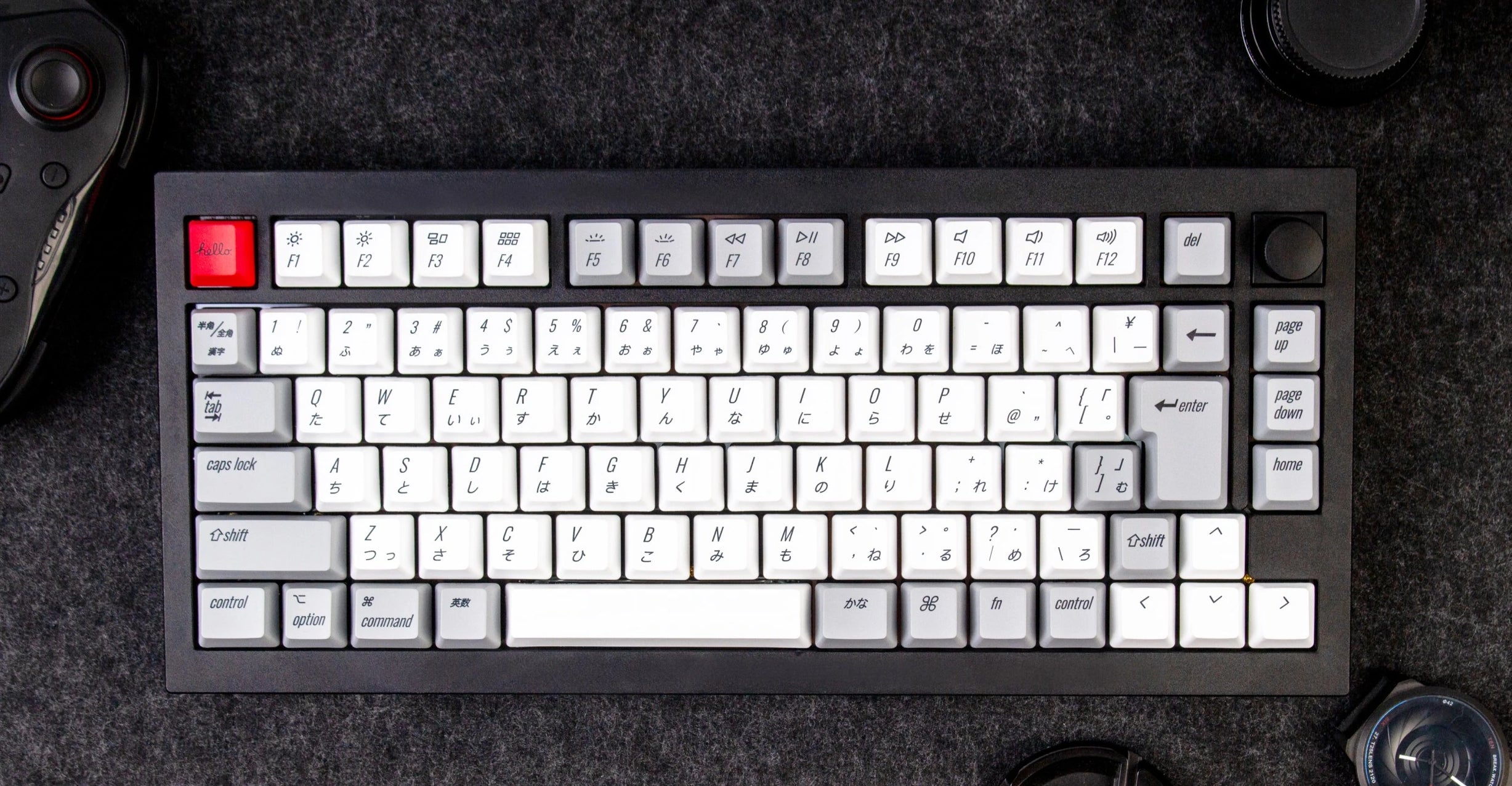Keychron Q1 Japan JIS Layout QMK VIA 75% custom mechanical keyboard with rotary encoder knob version with double-gasket design and screw-in PCB stabilizer and hot-swappable south-facing RGB 