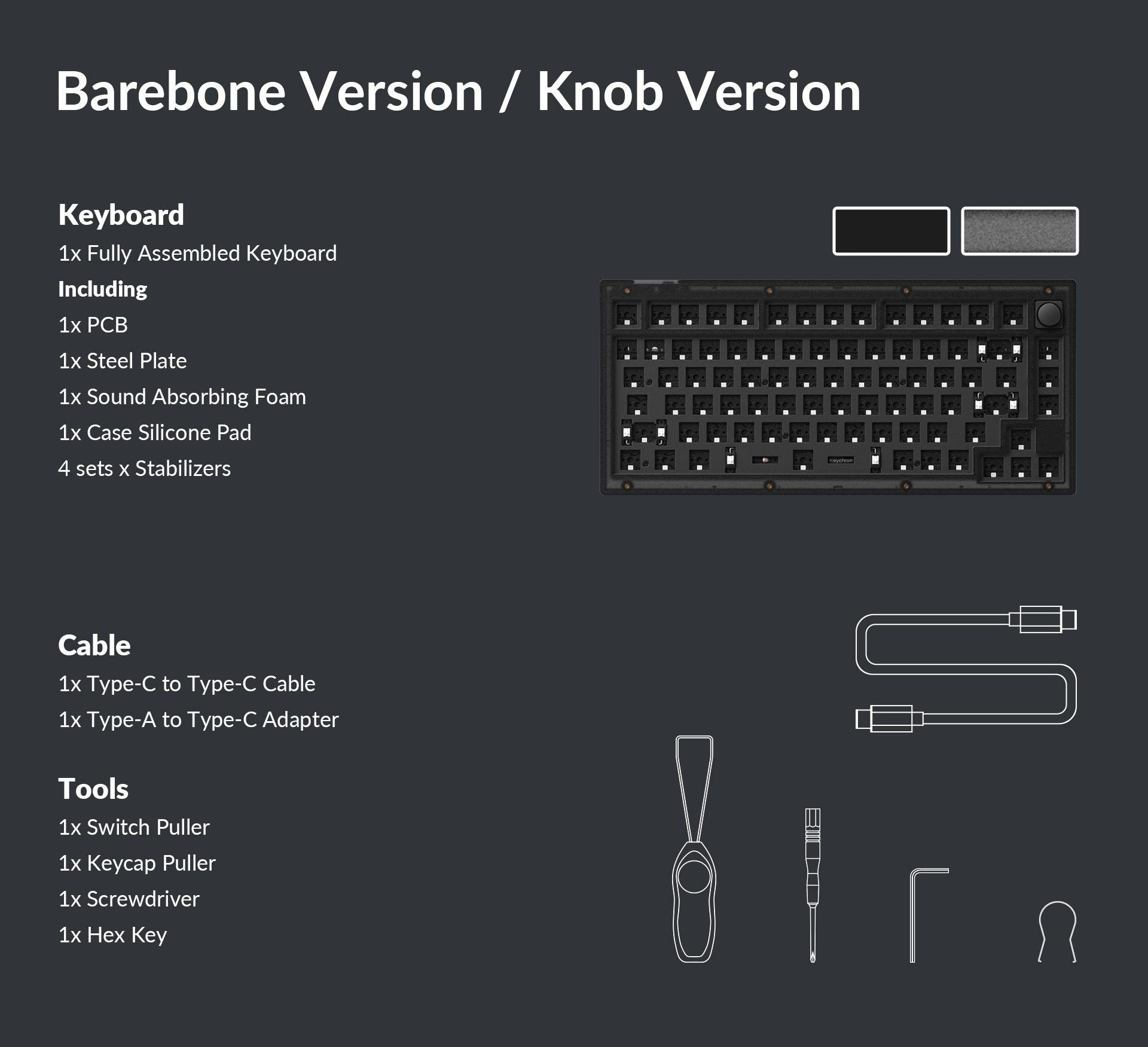 Keychron V1 75% Custom Mechanical Keyboard Barebone Version