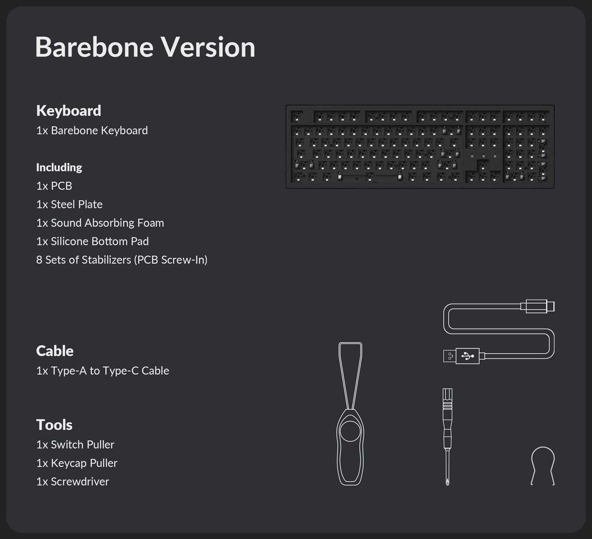Keychron K10 Pro Barebone version package content