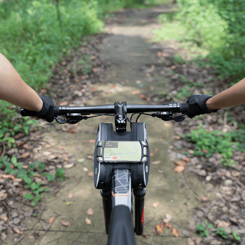 ROCKBROS Fahrrad Rahmentasche mit 360° drehbare Handyhalter 1,5 L BK Details
