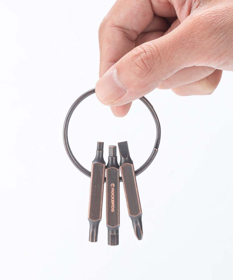 ROAD TO SKY Vintage Schlüsselanhänger 6 in 1 Multi Reparatur Werkzeug Details