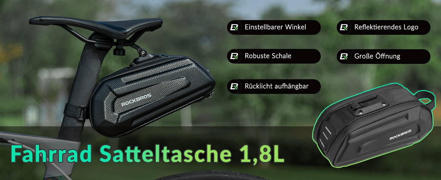 ROCKBROS 3D Hard Shell Fahrrad Satteltasche mit Schnellverschluss 1,8L Details