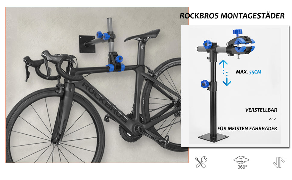 ROCKBROS Einstellbar Wandhalterung Fahrradständer Max. Belastung 25KG Details