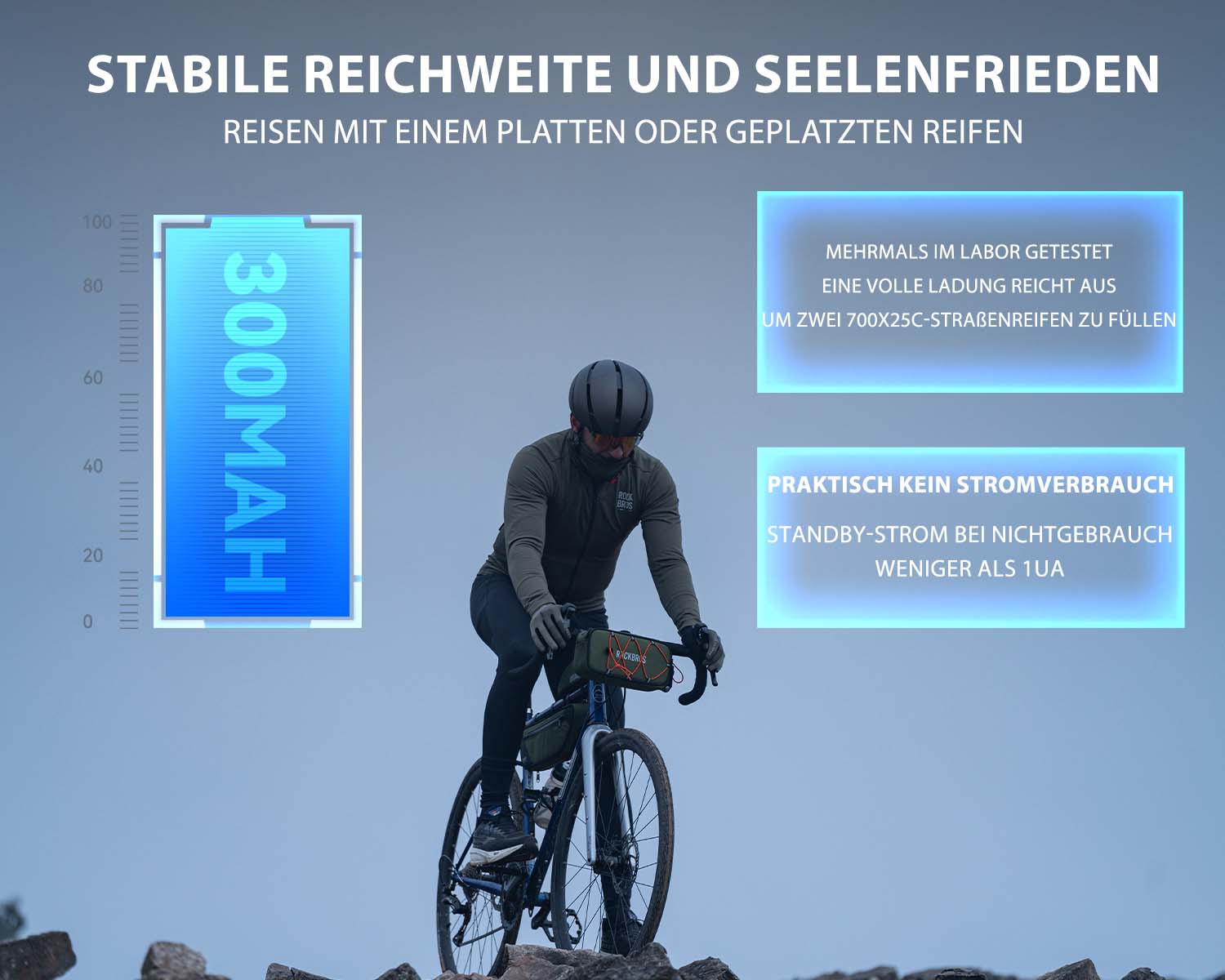 ROCKBROS Elektrische Luftpumpe MINI wiederaufladbare Fahrradluftpumpe Details