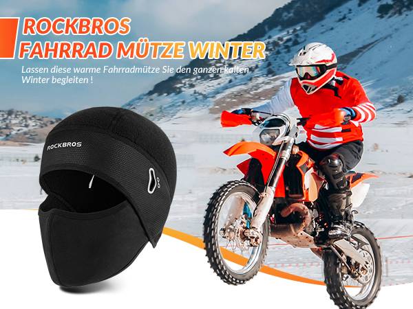 ROCKBROS Fahrrad Mütze Winter Baraklava mit Brillen-Loch Unterhelmmütze Unisex-Details