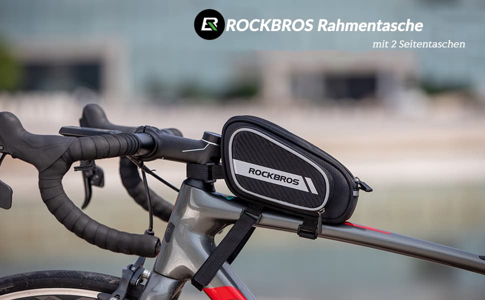 ROCKBROS Fahrrad Oberrohrtasche 1.8L mit 2 Seitentaschen