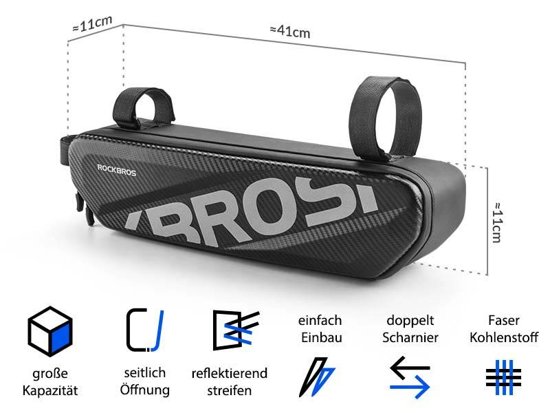 ROCKBROS Fahrrad Rahmentasche Wasserdicht Oberrohr Tasche 4.5L Schwarz Details