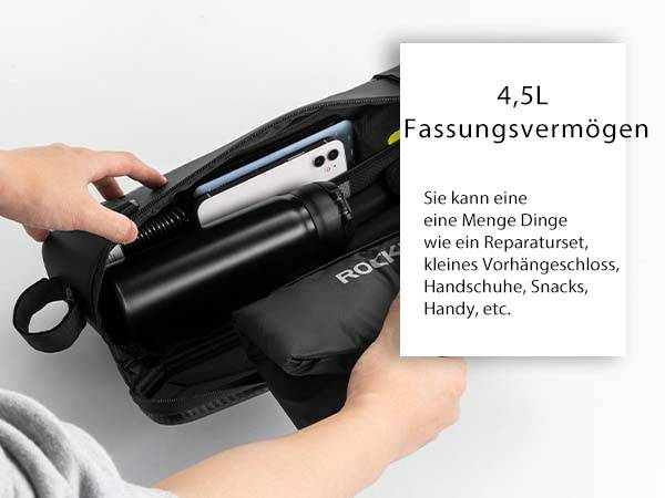 ROCKBROS Fahrrad Rahmentasche Wasserdicht Oberrohr Tasche 4.5L Schwarz Details