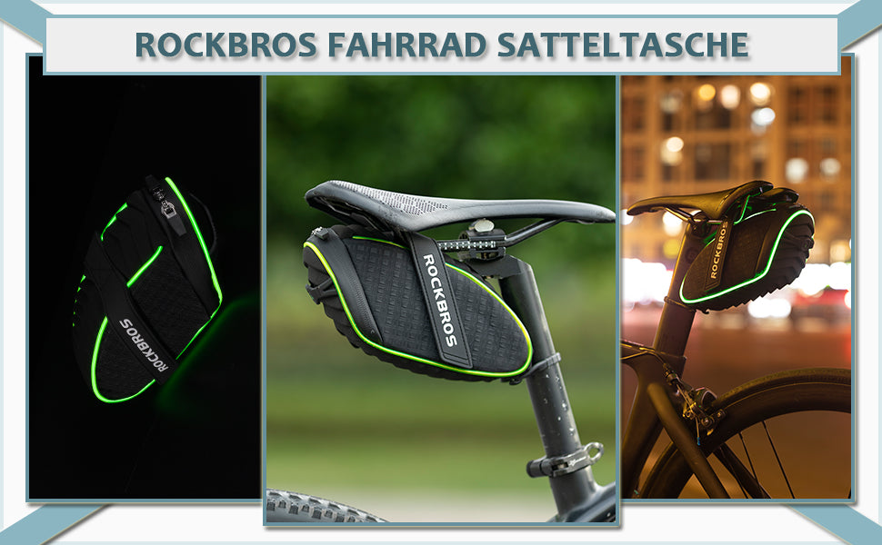 ROCKBROS Fahrrad Satteltaschen Werkzeugtasche mit Reflektorstreifen 1L Details