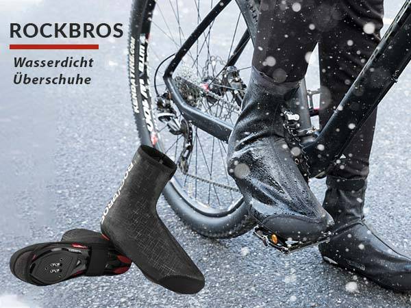 ROCKBROS Fahrrad Überzieher Windfest Wasserdicht Überschuhe Rennrad MTB Schwarz Details