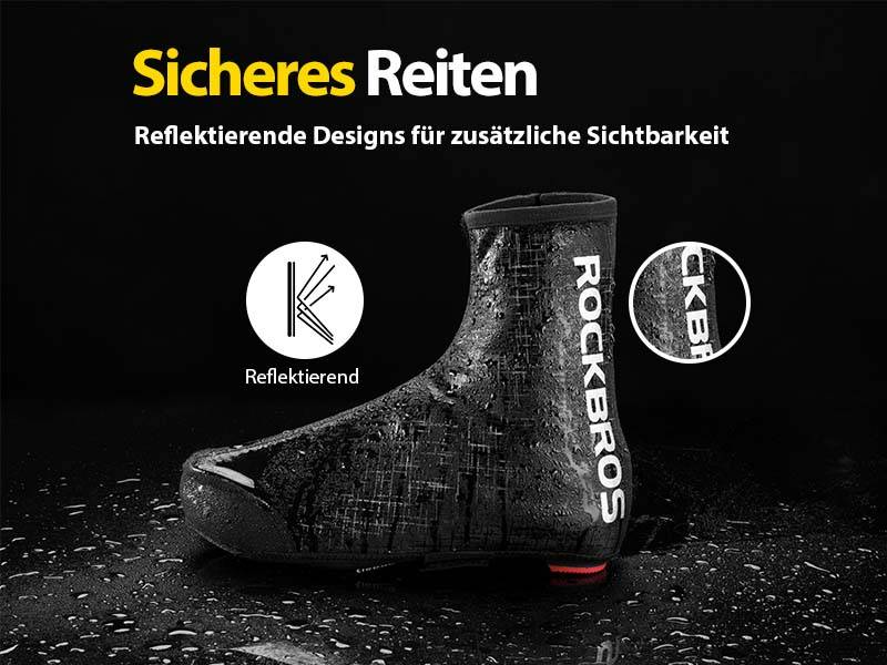 ROCKBROS Fahrrad Überzieher Windfest Wasserdicht Überschuhe Rennrad MTB Schwarz Details