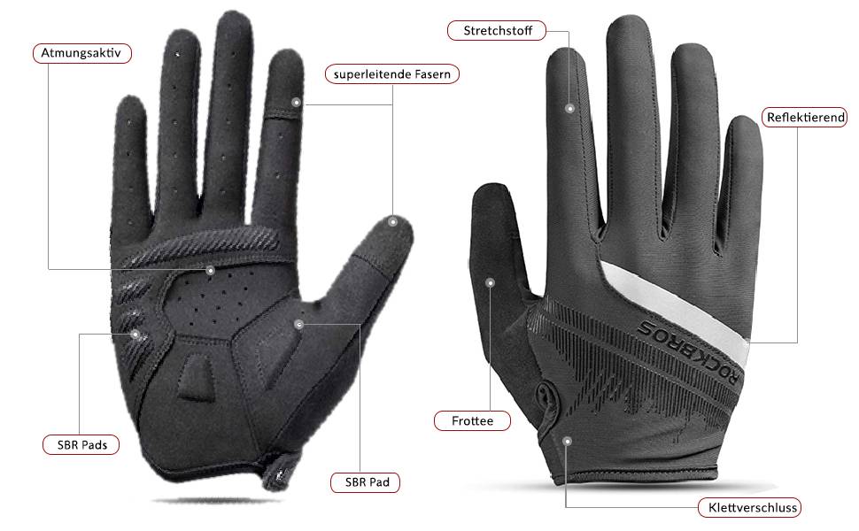 ROCKBROS Fahrradhandschuhe Touchscreen Handschuhe Details