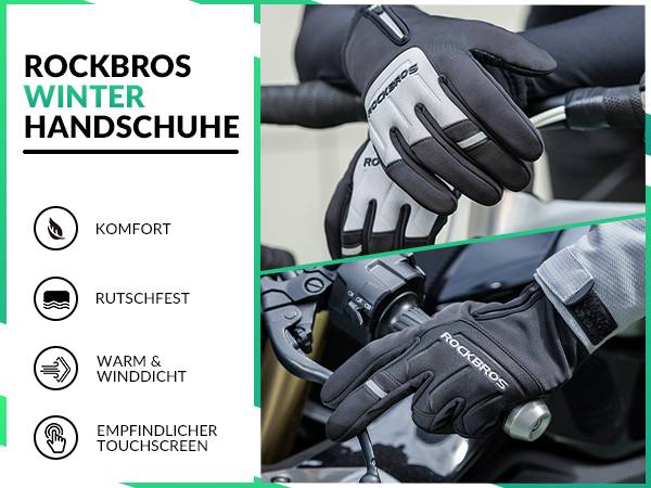 ROCKBROS Fahrradhandschuhe Touchscreen Warme Winterhandschuhe M-XXL Details