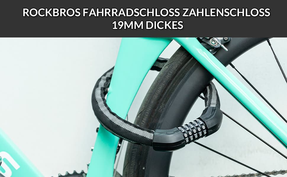 ROCKBROS Fahrradschloss Zahlenschloss 19mm Dickes