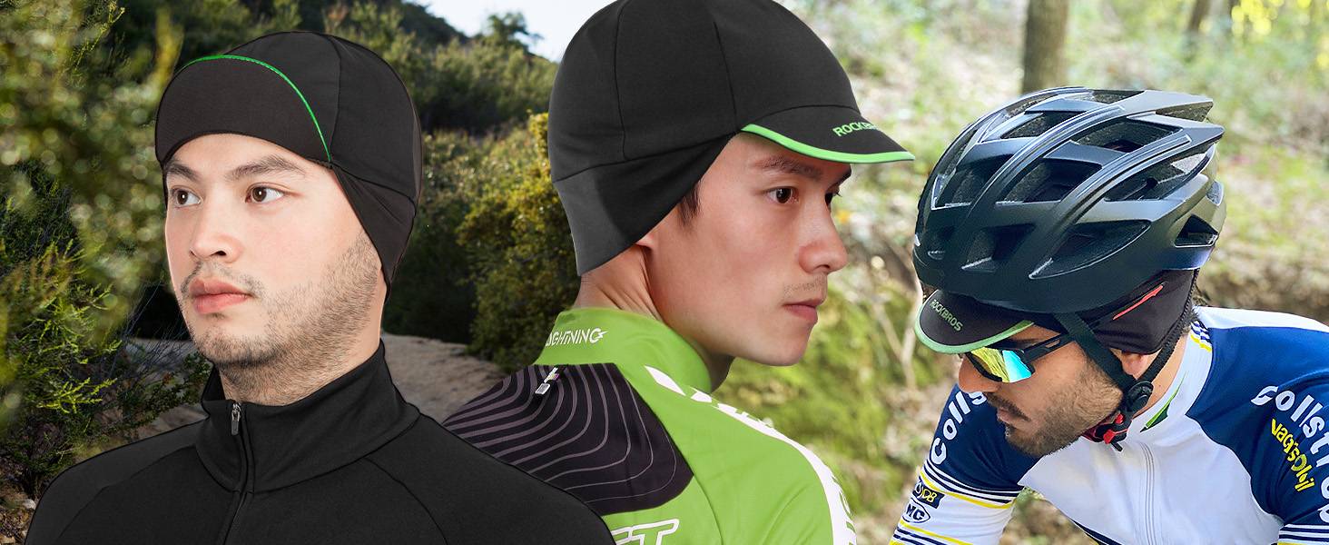 ROCKBROS Frühling Herbst Radmütze Fahrradkappe Mütze unter Helm Unisex Schwarz Details