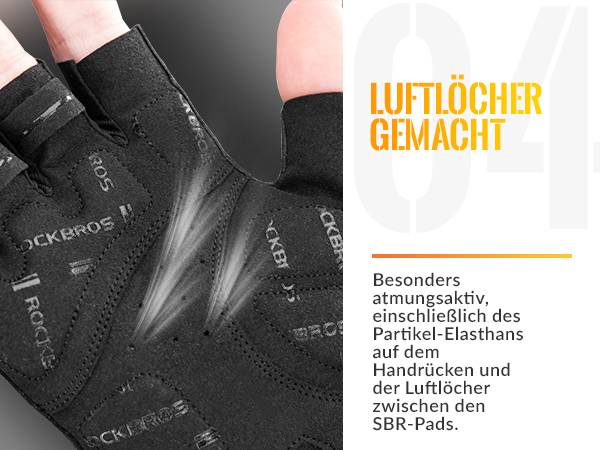 ROCKBROS Halbfinger-Radhandschuhe stoßdämpfend und rutschfest Unisex Details