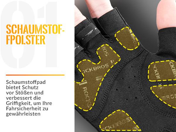 ROCKBROS Halbfinger-Radhandschuhe stoßdämpfend und rutschfest Unisex Details