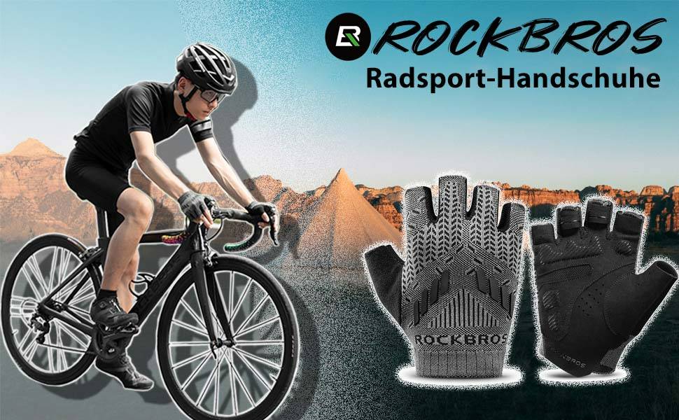 ROCKBROS Half Finger Shock Absorbing Cycling Handschuhe Sommer Herren Details