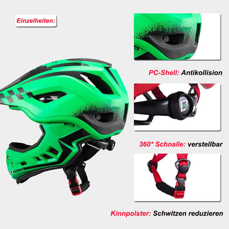 ROCKBROS Kinderhelm Integralhelm mit Abnehmbare Kinnschutz für Jungen/Mädchen