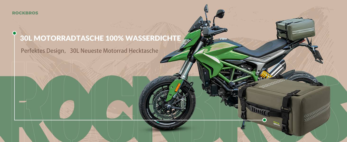 ROCKBROS Motorrad Hecktasche 100% Wasserdichte Motorrad Gepäcktasche ca.30L Details