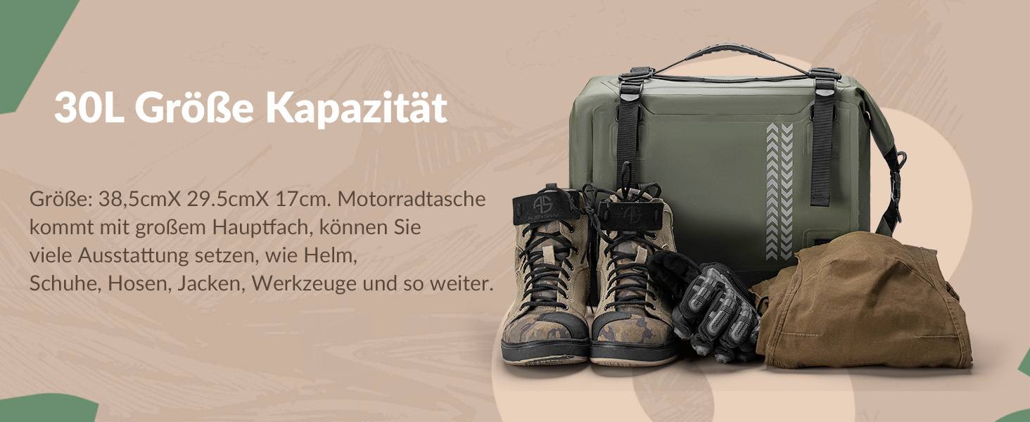 ROCKBROS Motorrad Hecktasche 100% Wasserdichte Motorrad Gepäcktasche ca.30L Details