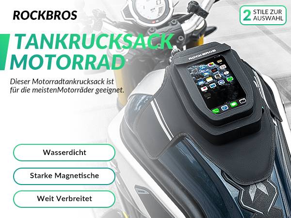 ROCKBROS Motorrad Tankrucksack Wasserdichter Magnet Tanktasche Schwarz