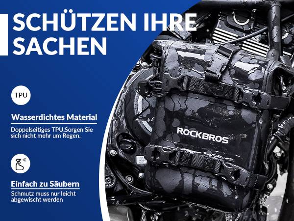 ROCKBROS Motorrad Seitentasche wasserdicht Gepäckträgertasche 5L Schwarz Details