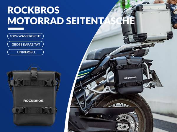 ROCKBROS Motorrad Seitentasche wasserdicht Gepäckträgertasche 5L Schwarz Details