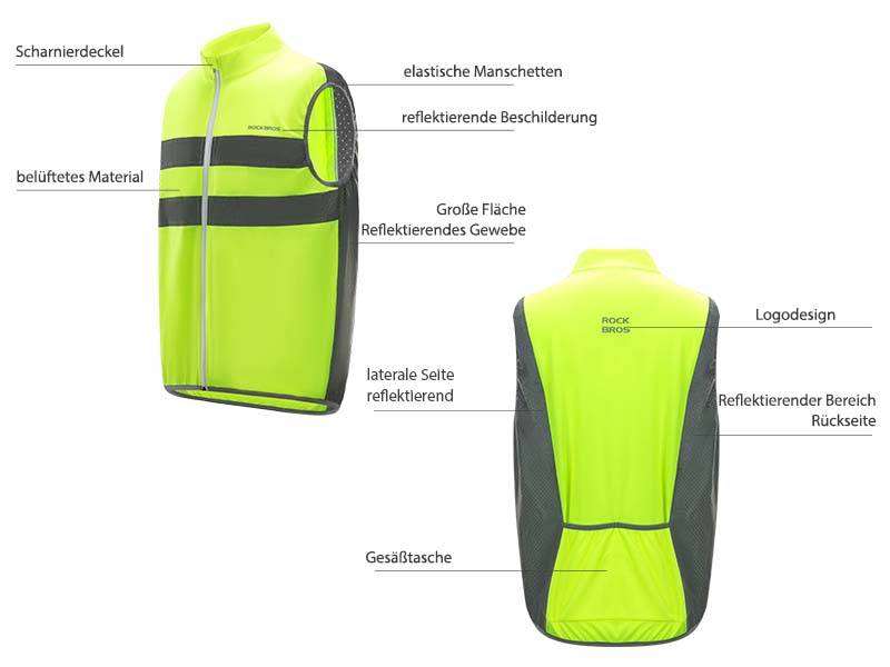 ROCKBROS Reflective Vest Riding Safety Vest Fluorescent Green Details